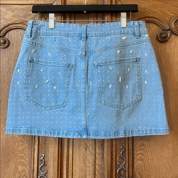 NWT Gianni Bini Rhinestone Mini Denim Skirt - Picture 8 of 12